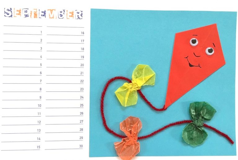 Werken Bastelkalender September Oktober Materialwiese