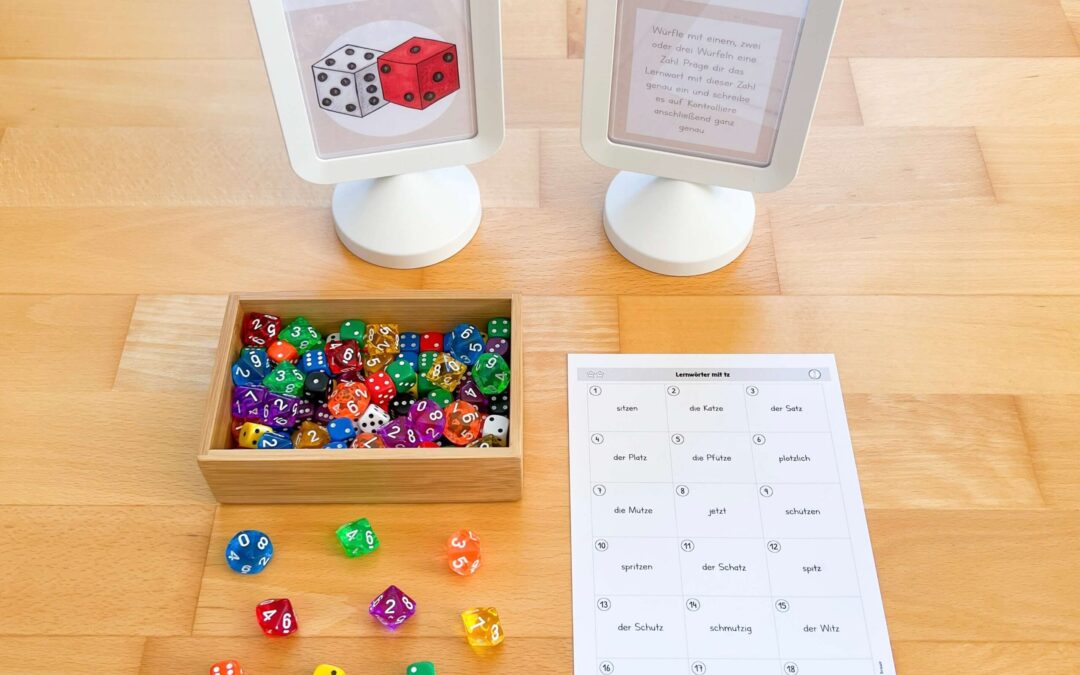 Lernwörterstation: Würfeldiktat